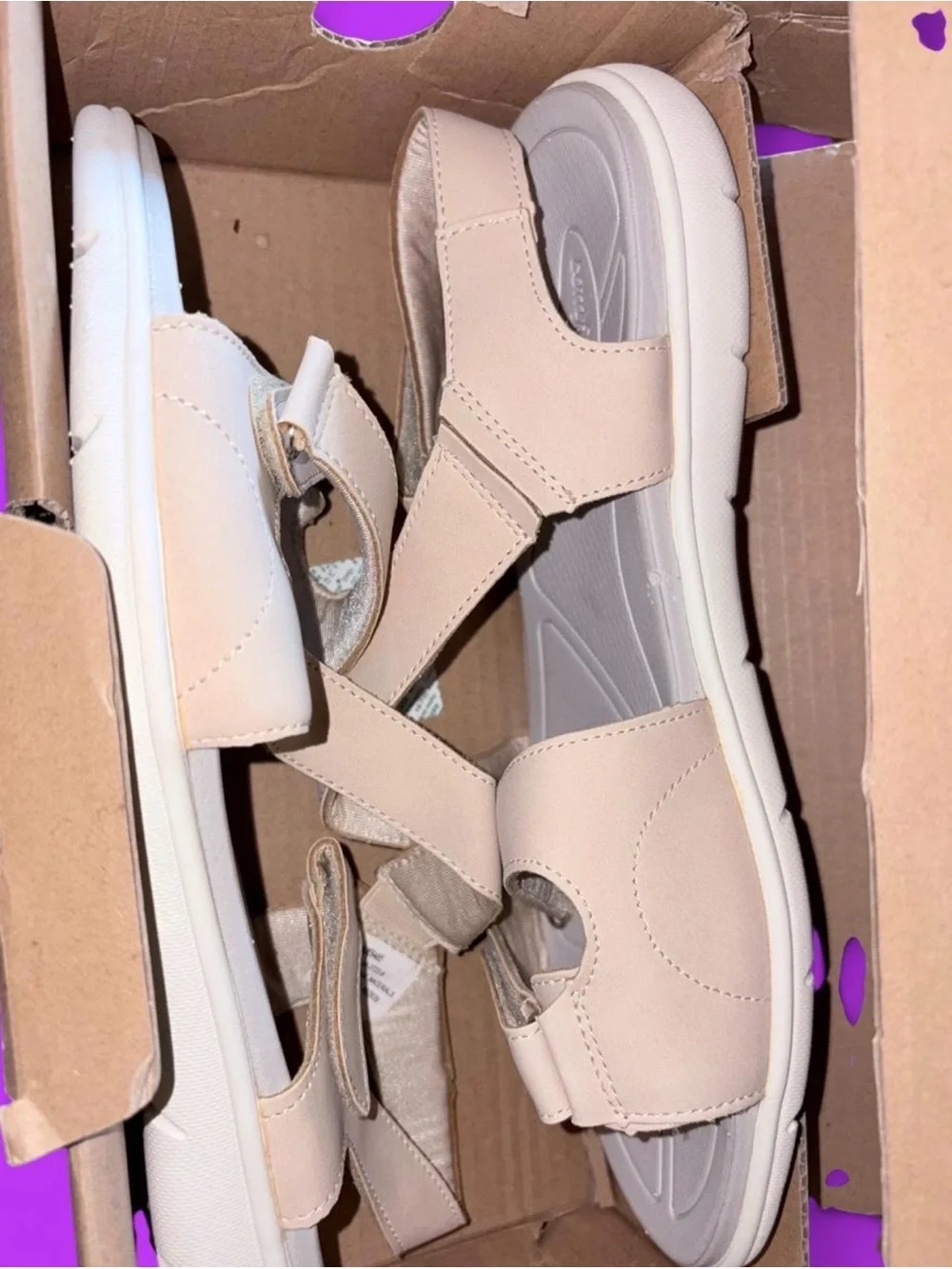 Comfortview Beige Women's Adjustable Strap Sandals